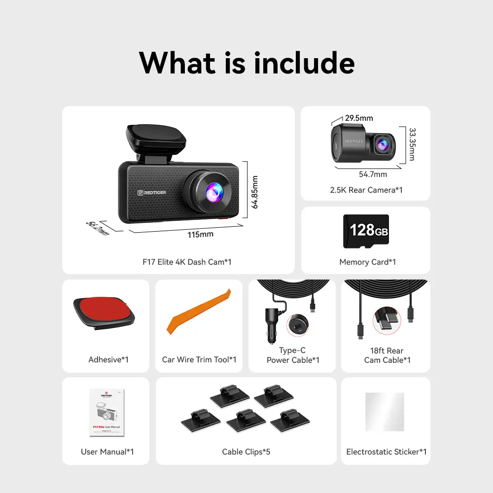 Redtiger F17 Elite 4K 3-Channel 24/7 Ultra-Colour Wi-Fi 6 Dash Cam - Image 6