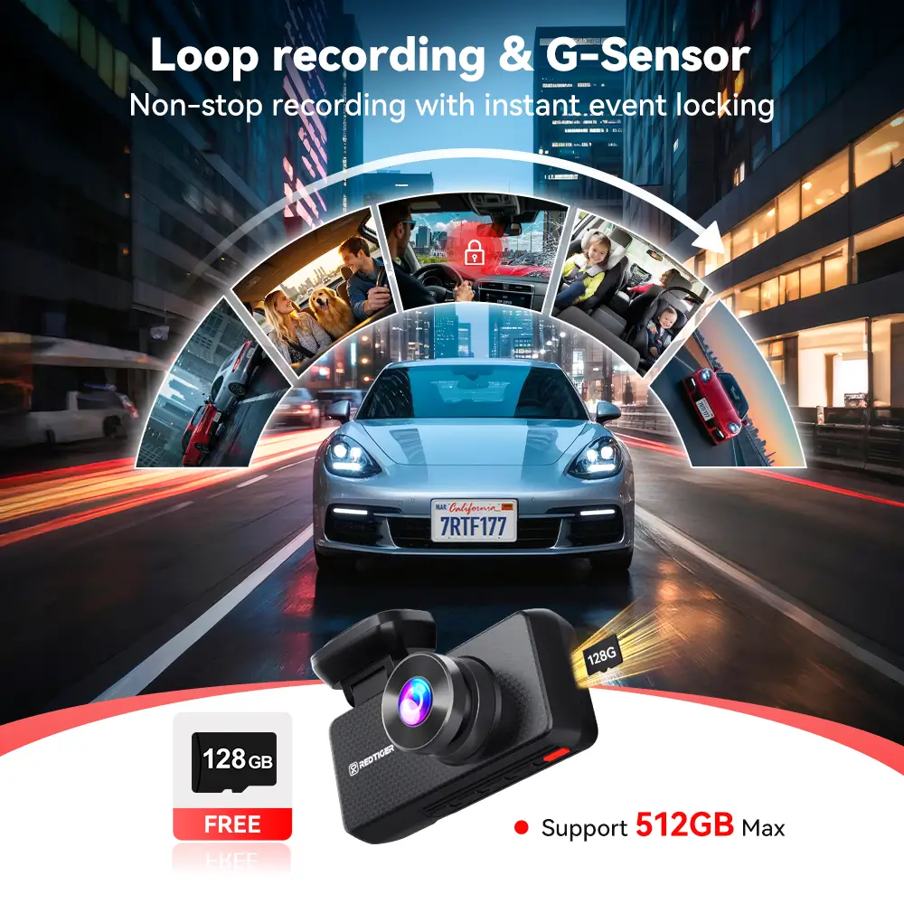 Redtiger F17 Plus 4-Channel Dash Cam with 2.7K Front Recording & Sony STARVIS 2 - Image 6