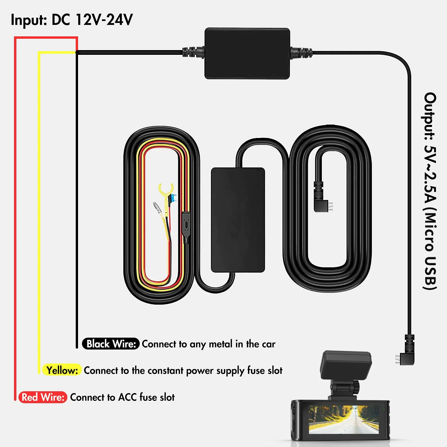 Redtiger Dash Cam Hardwire Kit For Parking Monitor - Image 3