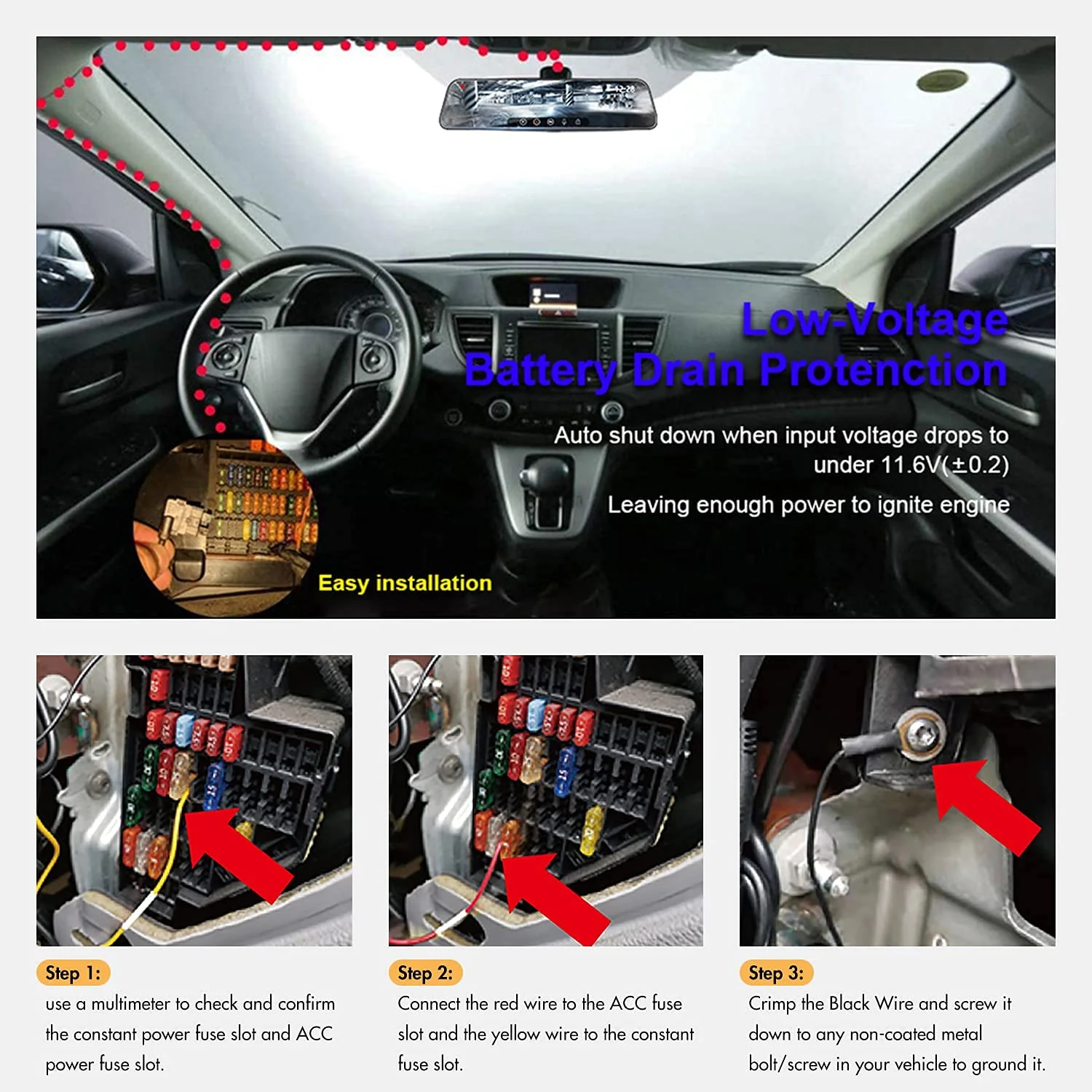 Redtiger Dash Cam Hardwire Kit For Parking Monitor - Image 4