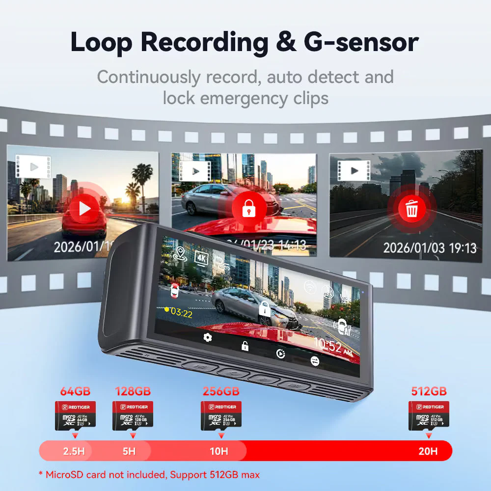 Redtiger F7NA 4K Sony STARVIS 2 Front and Rear Dash Cam - Image 8