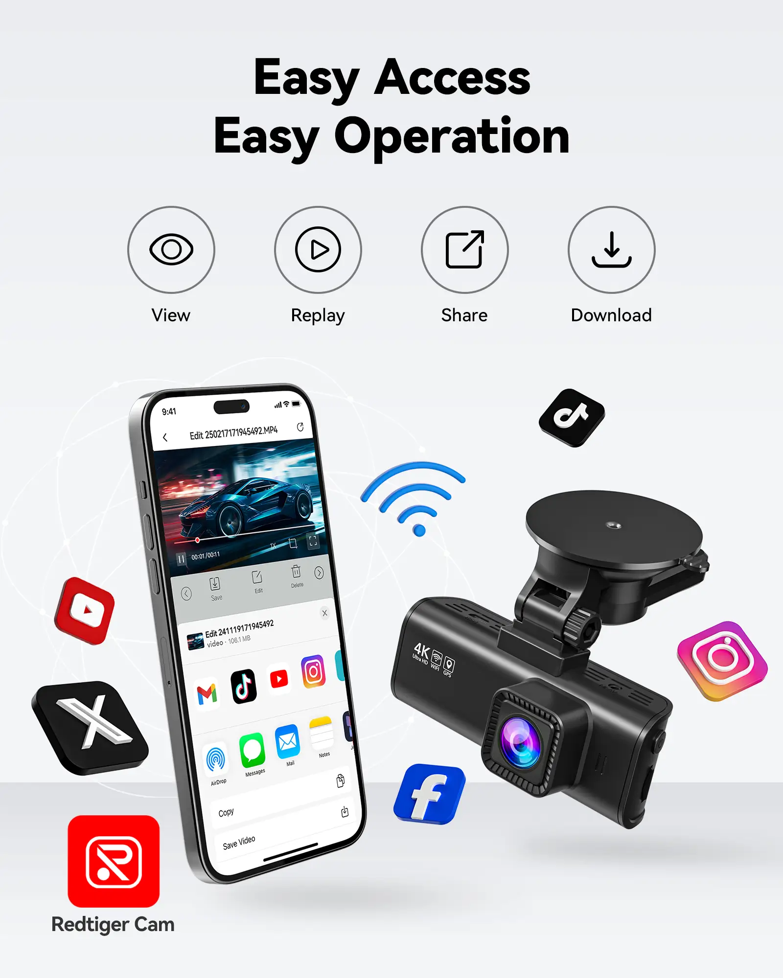 Redtiger F7NP 2-CH 4K Front Rear Dash Cam - Image 7