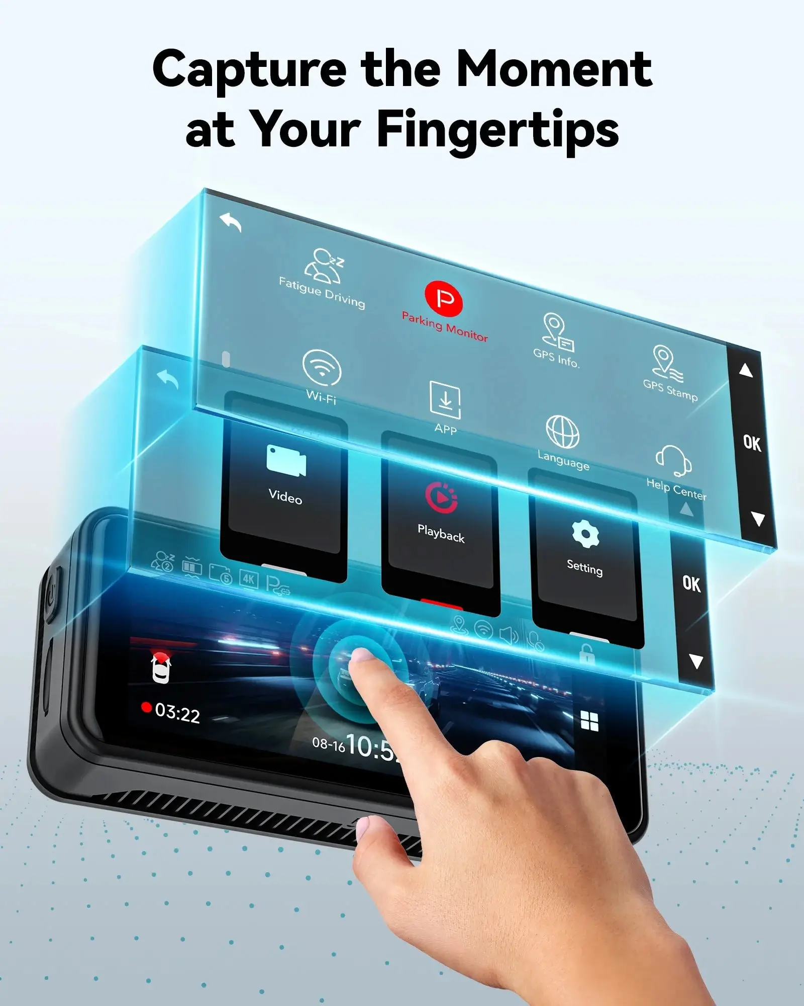 Redtiger F8 5G Wifi Touch Screen 4K Front Dash Cam - Image 8
