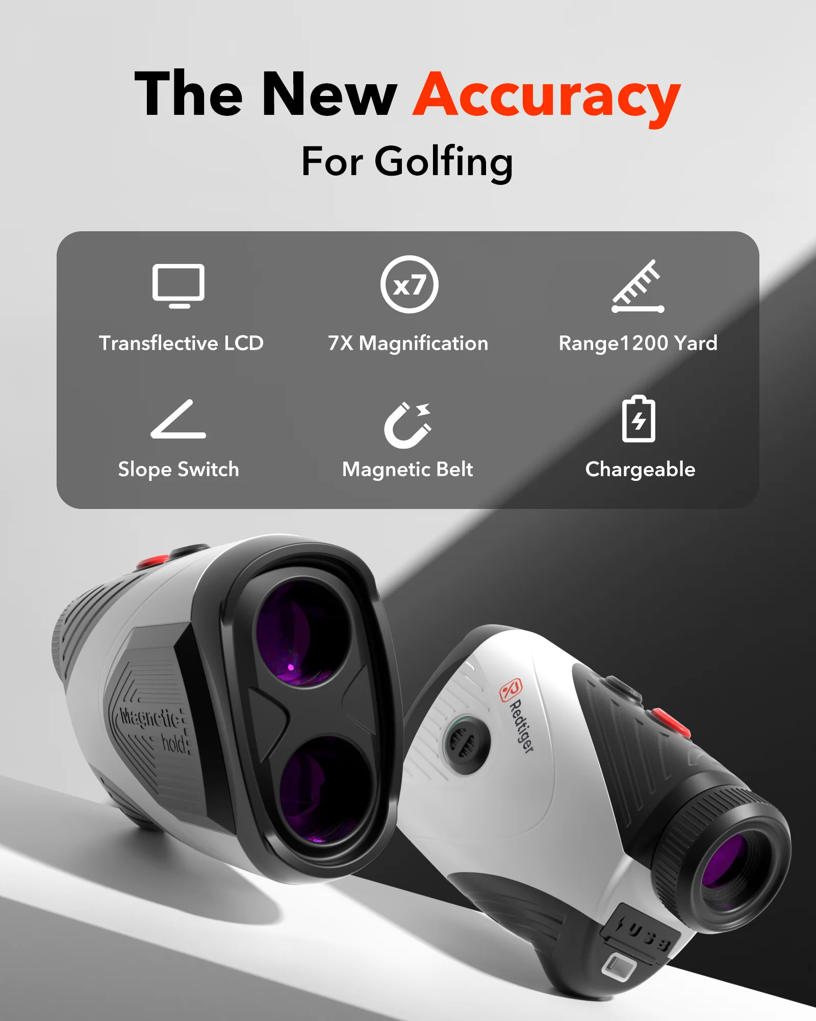 REDTIGER Golf Rangefinder with Slope, 1200 Yards Laser Range Finder Golfing, 7X Magnification - Image 4