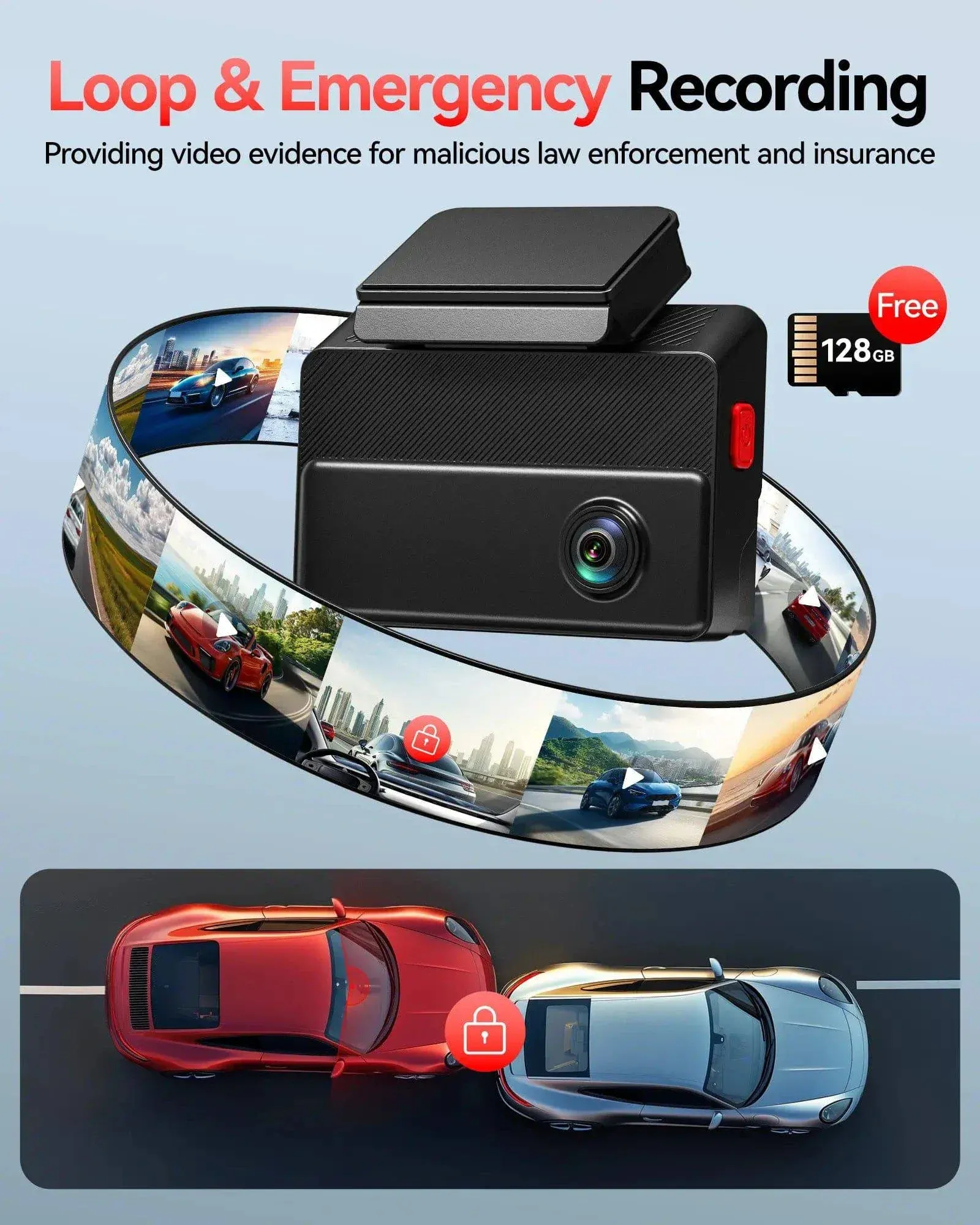 Redtiger VP20 530° 3-Channel IR Night View Dash Cam - Image 7